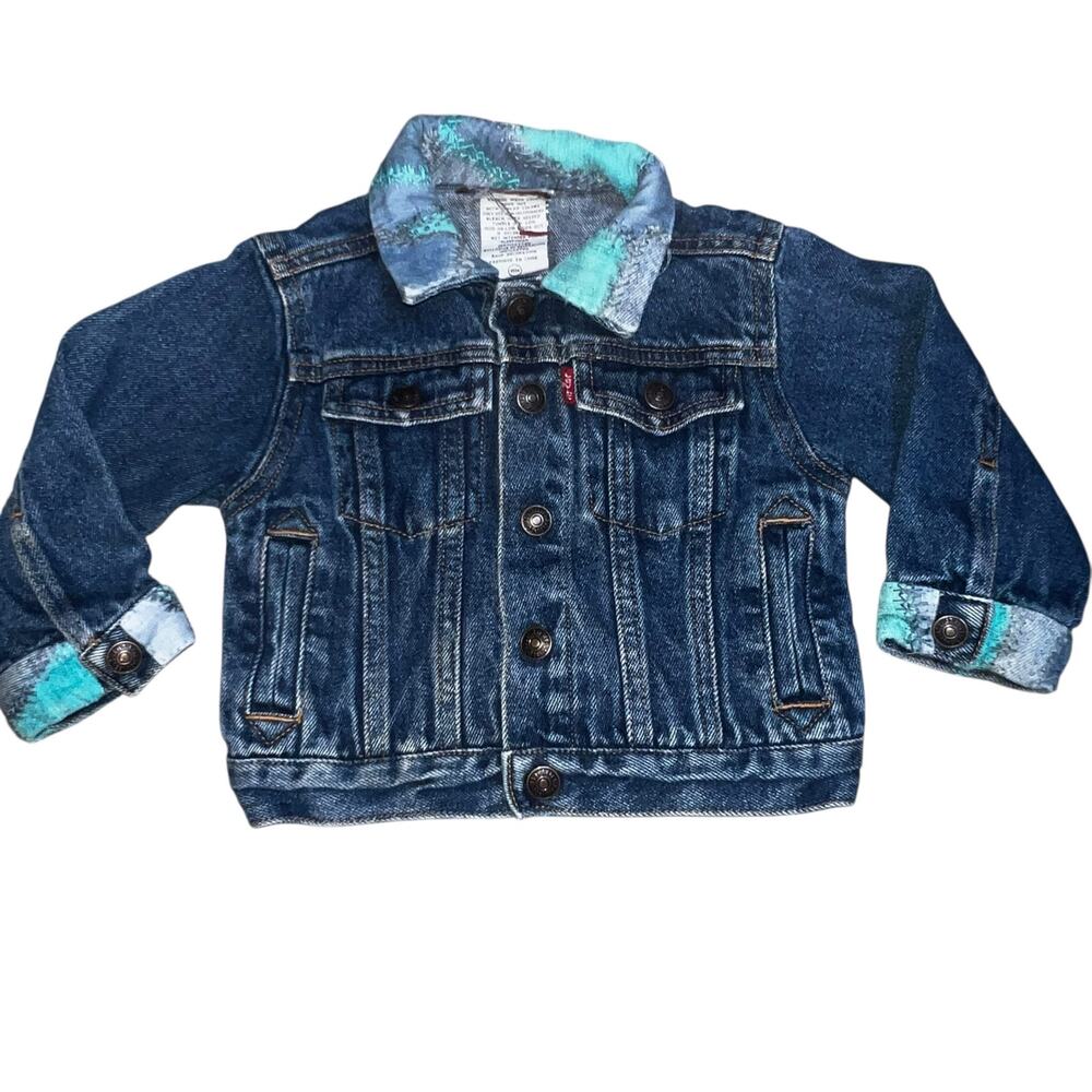 Vintage Little Levi's dark denim patchwork trucker jacket kids size 18 months